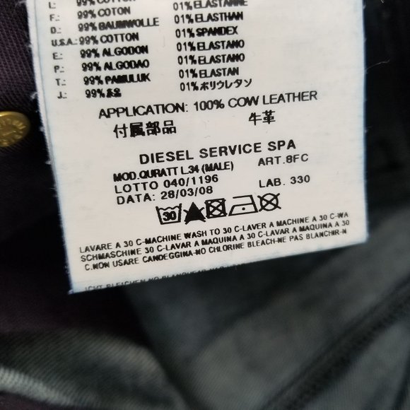 Diesel Mens Quratt Butt Fly Straight Dark Wash Denim 008FC Blue Jean Pants32x32 - Picture 12 of 13